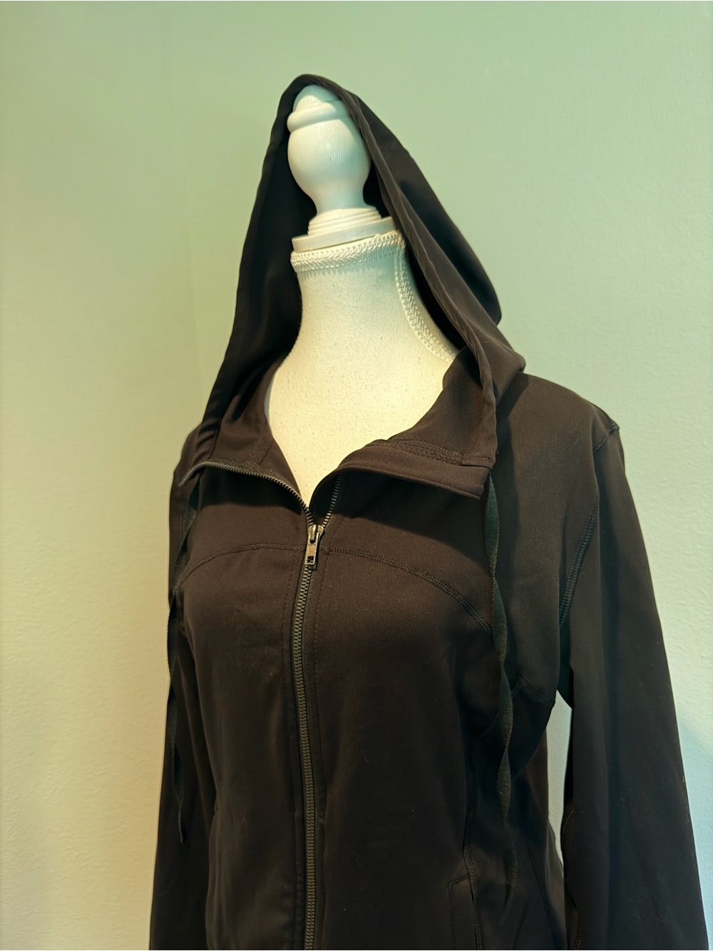 Black Hooded Athletic Jacket - Women's Zip Front - Picture 4 of 5